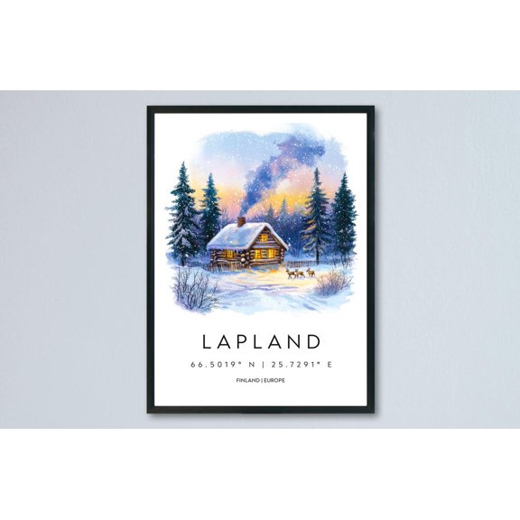 Lapland Poster Wall Art Lapland Wall Hanging Home Décor Lapland Gift Art Lovers Finland Wall Art, Poster Only