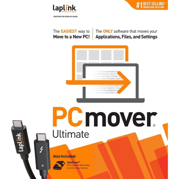 Laplink PCmover Ultimate v11 with Ultra-High-Speed Thunderbolt cable - 1 Use
