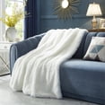 thumbnail image 1 of Lapointe Faux Lamb Fur Throw - Reverse Micromink, Extra Soft 50" x 60", White, 1 of 10