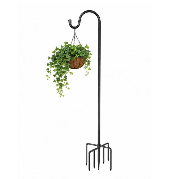 Laposso Shepherd Hook for Hanging Plants 76 Inch, Black Steel Pole for Bird Feeders Lanterns Outdoor Garden