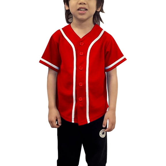 Lappel Kids Baseball Button Down Jersey League Sports Team Uniforms Size 12 Month to 10 Years Short Sleeve Athletic Sports Tee Shirts Made in USA