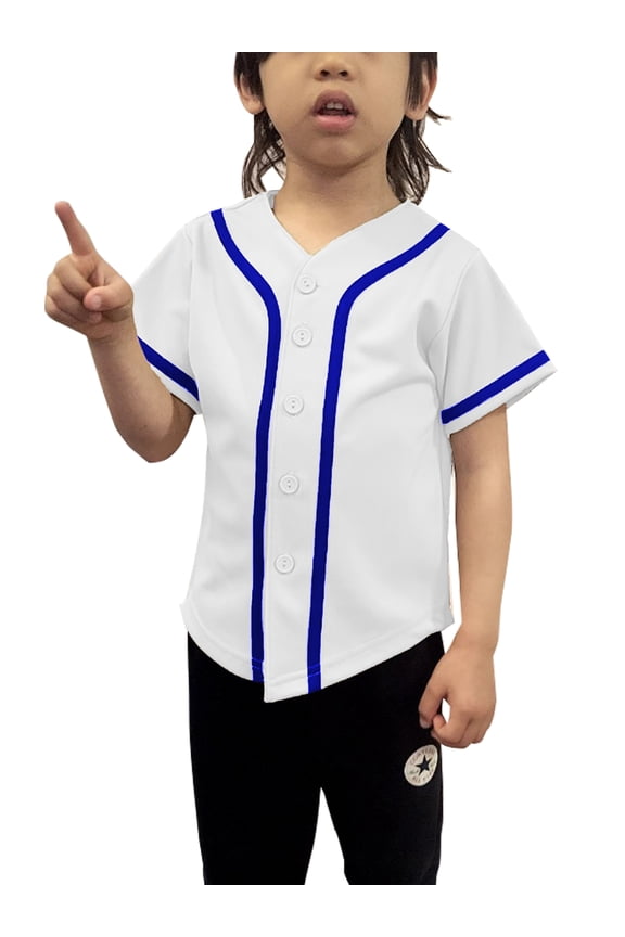 Kids Baseball Button Down Jersey League Sports Team Uniforms Size 12 Month to 10 Years Short Sleeve Athletic Sports Tee Shirts Made in USA
