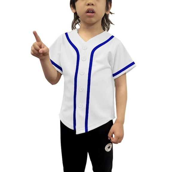 Lappel Kids Baseball Button Down Jersey League Sports Team Uniforms Size 12 Month to 10 Years Short Sleeve Athletic Sports Tee Shirts Made in USA