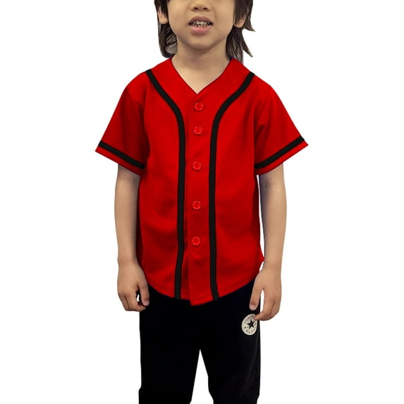 Lappel Kids Baseball Button Down Jersey League Sports Team Uniforms Size 12 Month to 10 Years Short Sleeve Athletic Sports Tee Shirts Made in USA