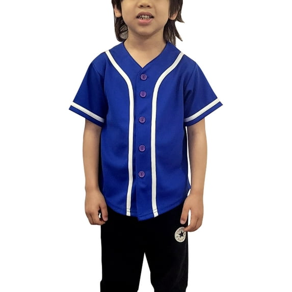 Lappel Kids Baseball Button Down Jersey League Sports Team Uniforms Size 12 Month to 10 Years Short Sleeve Athletic Sports Tee Shirts Made in USA