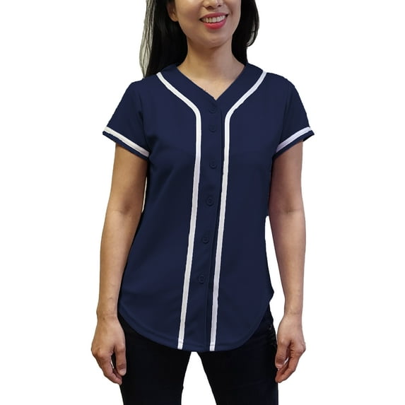 Lappel Women's Baseball Button Down Jersey College Sports Team Uniforms Hipster Shirts Made in USA