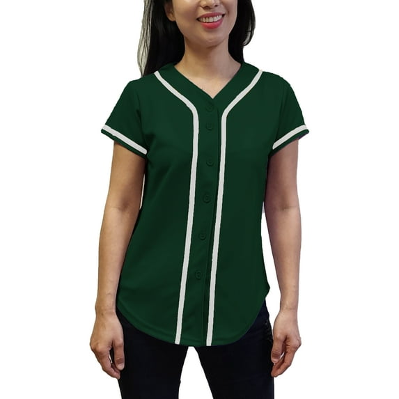 Lappel Women's Baseball Button Down Jersey College Sports Team Uniforms Hipster Shirts Made in USA