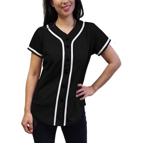 Lappel Women's Baseball Button Down Jersey College Sports Team Uniforms Hipster Shirts Made in USA