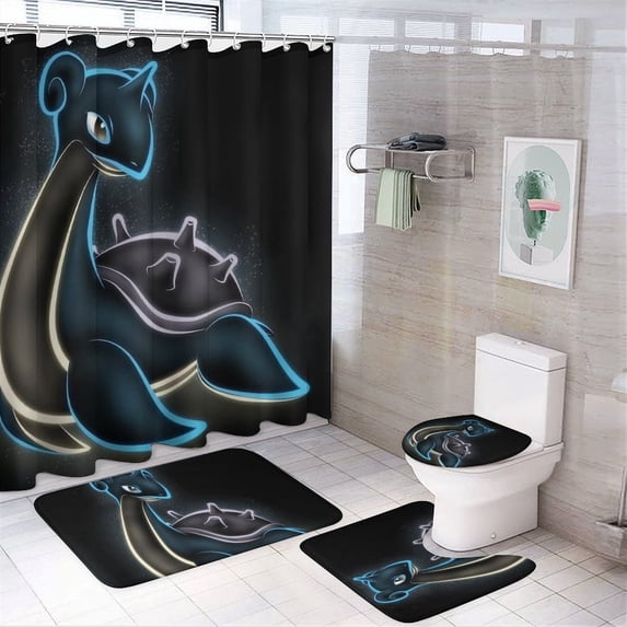 4 Pcs Shower Curtain Set with Non-Slip Rug, Toilet Lid Cover and Bath Mat, Colorful Waterproof Shower Curtain with 12 Hooks, Bathroom Decor Accessories 72" x 72"
