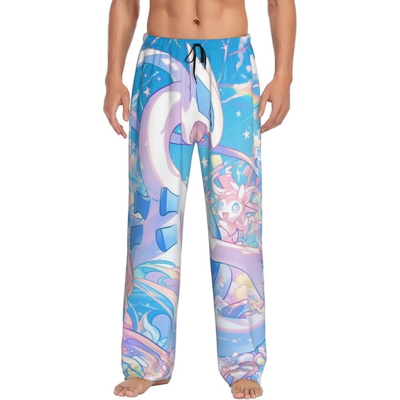 Lapras Mens Pajama Pants Ultra Soft Comfy Lounge Sleep Pants Print Loose Casual Bottoms Loungewear