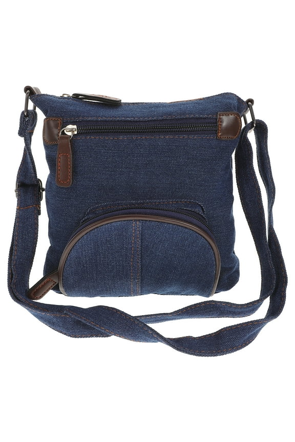 Denim Crossbody Bag Shoulder Bag Casual Front Pocket Handbag for Women (Cowboy Blue)
