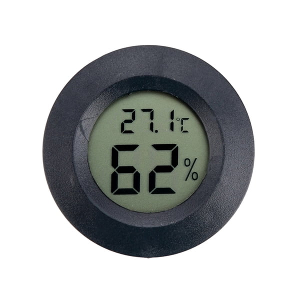 Lapsitude LCD Round Shape Mini Humidity Temperature Meter Hygrometer Room Indoor Thermometer(Black)