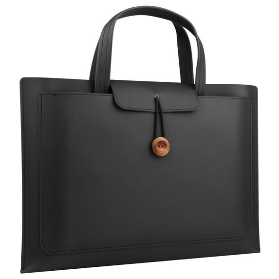 Laptop 14 16 Inch Sleeve Case Protective Bag Pu Leather Ultrabook Notebook Carrying Case Handbag for MacBook Pro Lenovo Dell (Black,16 Inch)
