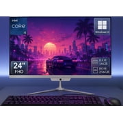 All in one desktop computer 24" FHD Intel Core i5 up to 3.7GHz, 16GB RAM, 256GB SSD, Built-in HD Webcam, Win 10, White Mouse & Keyboard