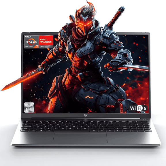 Laptop 15.6 FHD Gaming Laptop, AMD Ryzen 7 5700U, 16GB RAM, 512GB SSD, Windows 11 Pro, Graphite, WiFi 6, Backlit KB, Gray