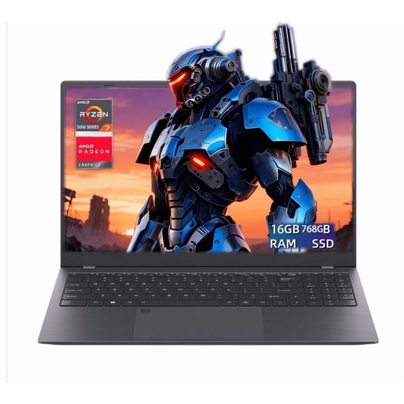 Laptop 15.6 FHD Gaming Laptop, AMD Ryzen 7 5825U, 16GB RAM, 768GB SSD, Windows 11, Graphite, WiFi 5, Backlit KB,Gray