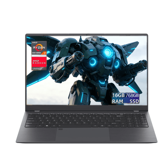Laptop 15.6 FHD Gaming Laptop, AMD Ryzen 7 5825U, 16GB RAM, 768GB SSD, Windows 11, Graphite, WiFi 5, Backlit KB,Gray