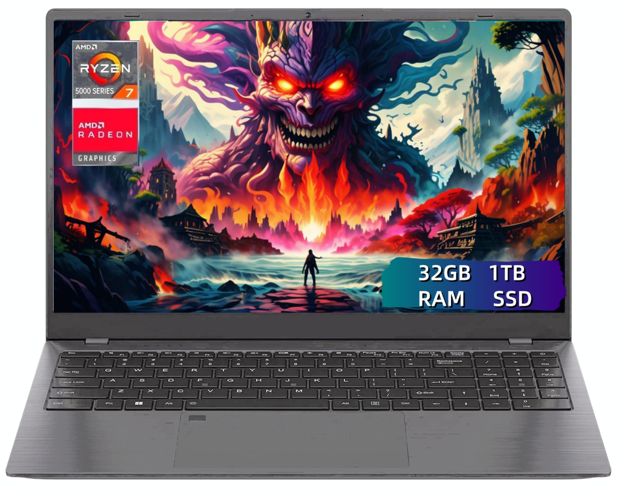 Laptop 15.6 FHD Gaming Laptop, AMD Ryzen 7 5825U, 32GB RAM, 1TB SSD, Windows 11, Graphite, WiFi 5, Backlit KB,Gray