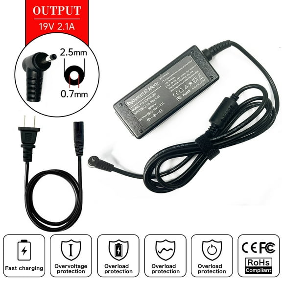 Laptop AC Adapter Charger for Asus Eee PC 1215PED R051PX R11 R11CX 1005HR 1001P 1018P 1215N 1016P 1005P 1225 1005PE 1201N 1005PE-P 1005PE-PU17-BK 1005HA-BLK140X 1005HA-E 1005HA-H 1005HA-VU1X-WT