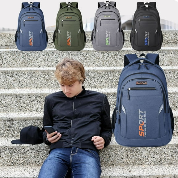 Laptop Backpack 16 Inch Slim Business Travel Bag | Water Resistant Cloth | Multiple Compartments | Breathable Mesh Straps | 48x32x18cm | Black Gray Green Blue | 1pc