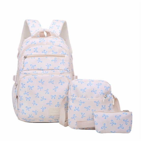 Laptop Backpack 17.72" Nylon Bow Design Convertible Carry Water-Resistant (Blue)
