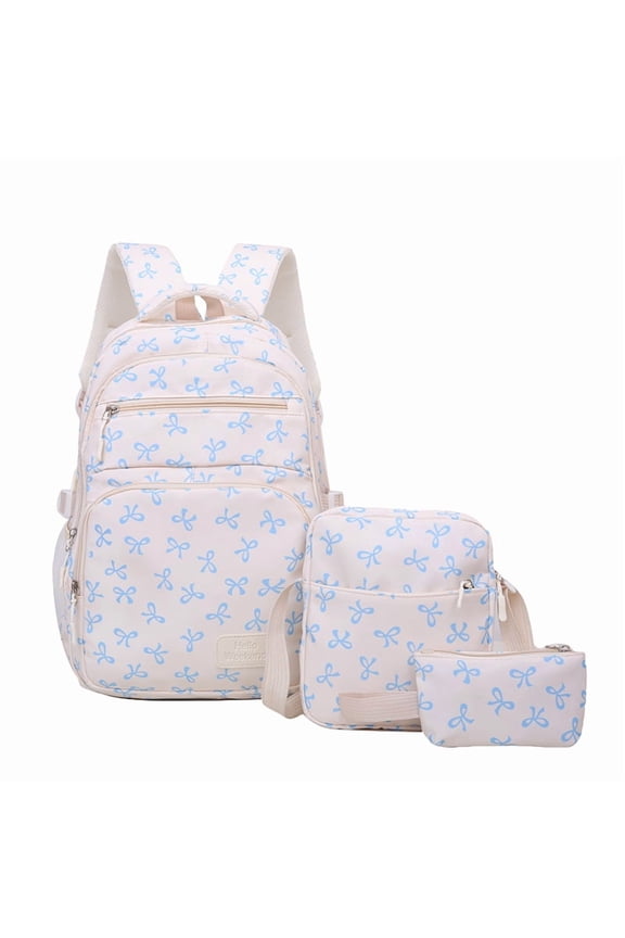 Laptop Backpack 17.72" Nylon Bow Design Convertible Carry Water-Resistant (Blue)