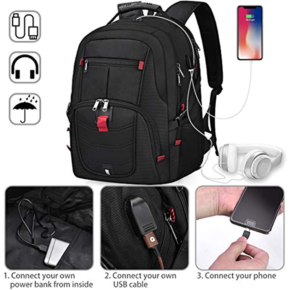 Laptop Backpack 17 Inch Waterproof Extra Large TSA Travel Backpack Anti  Theft College School Business Mens Backpacks with USB Charging Port 17.3 ...