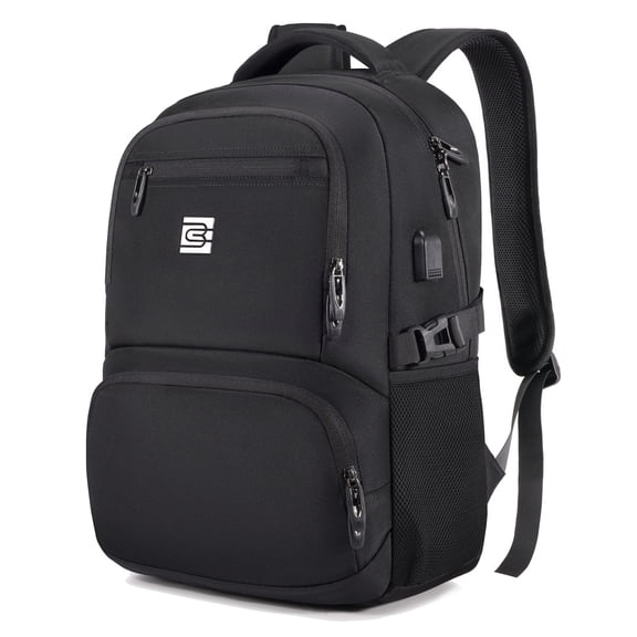 Laptop Backpack 25L ,Lightweight Carry-on Backpack 15.6 Inch Computer Bag with USB Port, Business Travel Backpack for Men Women, Water Resistant Oxford Fabric, Lightweight 0.9kg, Black