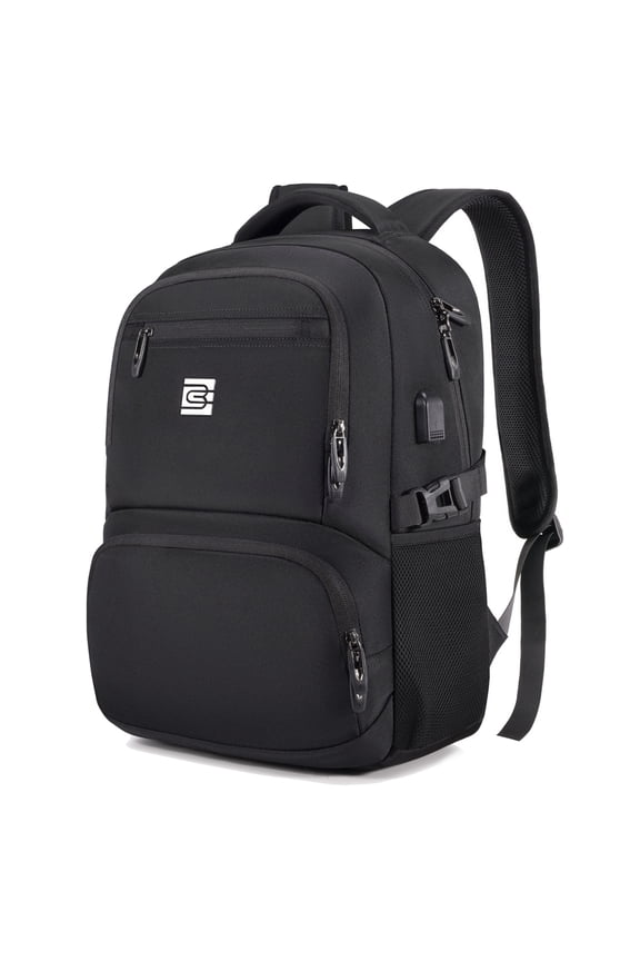 Laptop Backpack 25L ,Lightweight Carry-on Backpack– 15.6 Inch Computer Bag with USB Port, Business Travel Backpack for Men Women, Water Resistant Oxford Fabric, Lightweight 0.9kg, Black