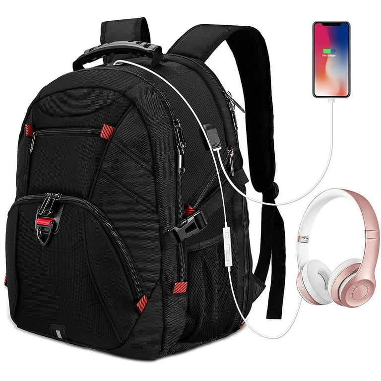 Laptop Backpack Extra Large Travel 17- 18.4 inch Water Resistant Business Gaming Computer Backpack with USB Charging Port Earphone Hole College School