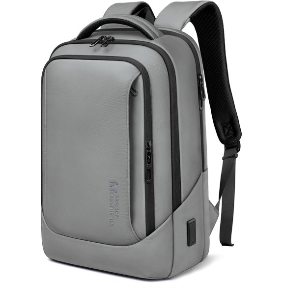 Laptop Backpack for Men with USB Port Water-Resistant for 15.6 Inch Computer Bag Durable High-Tech Daypack Casual Backpack for Business Work College Weekender Travel- Grey