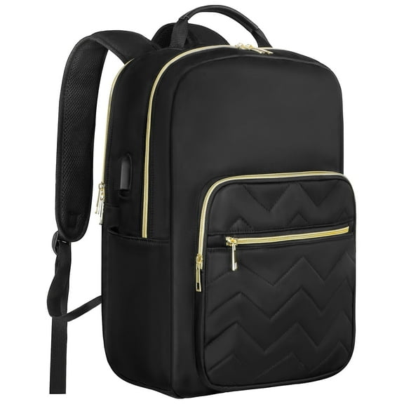 CshidWorld Laptop Travel Backpack, Water Resistant College Work Backpack for Men/Women Laptop Bag with USB Charging Port, Fits 15.6 Inch Laptops, Black