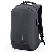 Kingsons Business Travel Laptop Backpack, 13.3 USB Charging Port Anti-Theft Water Resistant Dark Grey Polyester Laptop Rucksack