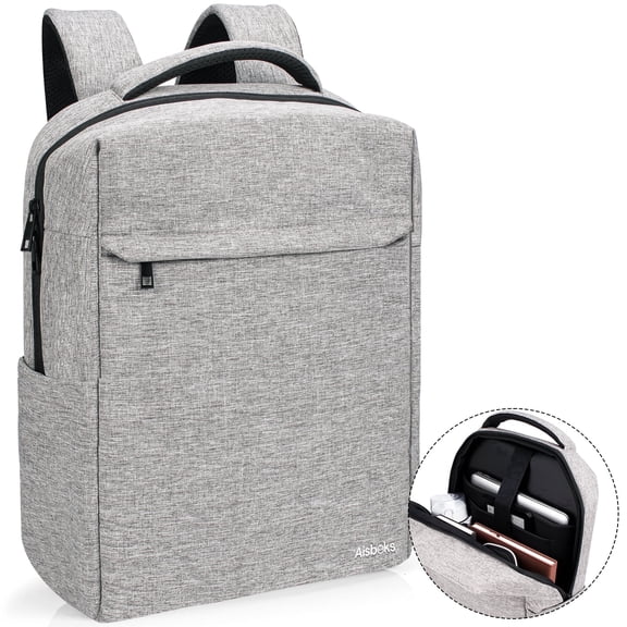 Aisboks 16''Laptop Backpack for Men Women, Lightweight Travel Backpack & Laptop Bag,Slim Computer Backpack with Laptop Compartment,Water Resistant College Bookbag,Gray