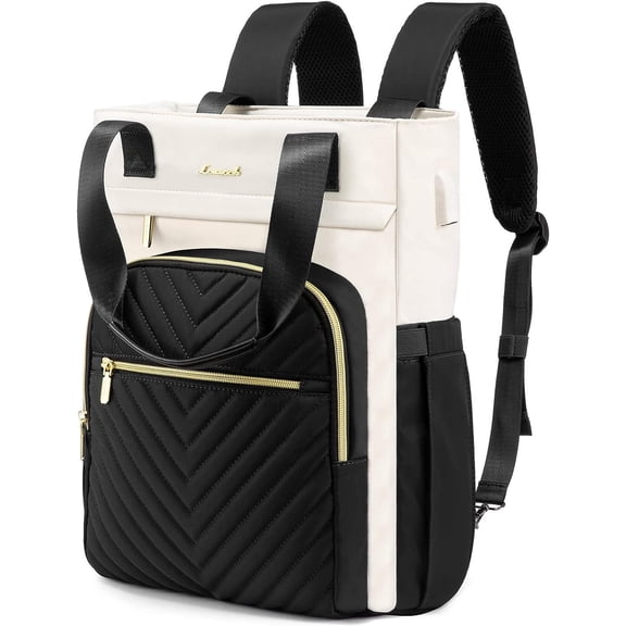 Laptop Backpack for Women, 15.6 Inch Work Business Laptop Bag, Wide Top Open Teacher Nurse Bag with USB Port, Waterproof Computer Backpack Purse for travel, Black