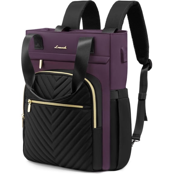 Laptop Backpack for Women, 15.6 Inch Work Business Laptop Bag, Wide Top Open Teacher Nurse Bag with USB Port, Waterproof Computer Backpack Purse for travel, Black