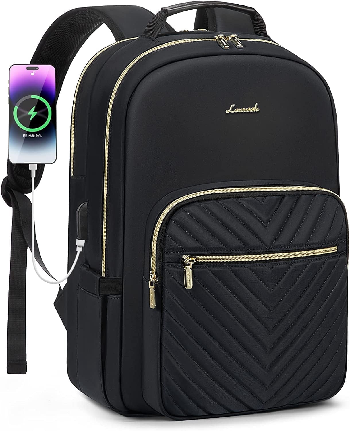 Lovevook Laptop Backpack for Women, 15.6 Quilted Travel Backpack with Anti-Thief Pocket, Teacher Backpack Book Bag Nurse Bag Purse with USB-Black 15.6 Lovevook Laptop Backpack for Women, 15.6 Quilted Travel Backpack with Anti-Thief Pocket, Teacher Backpack Book Bag Nurse Bag Purse with USB-Black 15.6