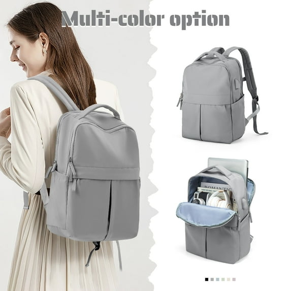 Laptop Backpack for Women Travel Backpack Carry on Backpack for Traveling on Airplane, Casual Daypack Waterproof Work Gym Backpack for Men, Lightweight Backpack College Teacher Backpack, Grey