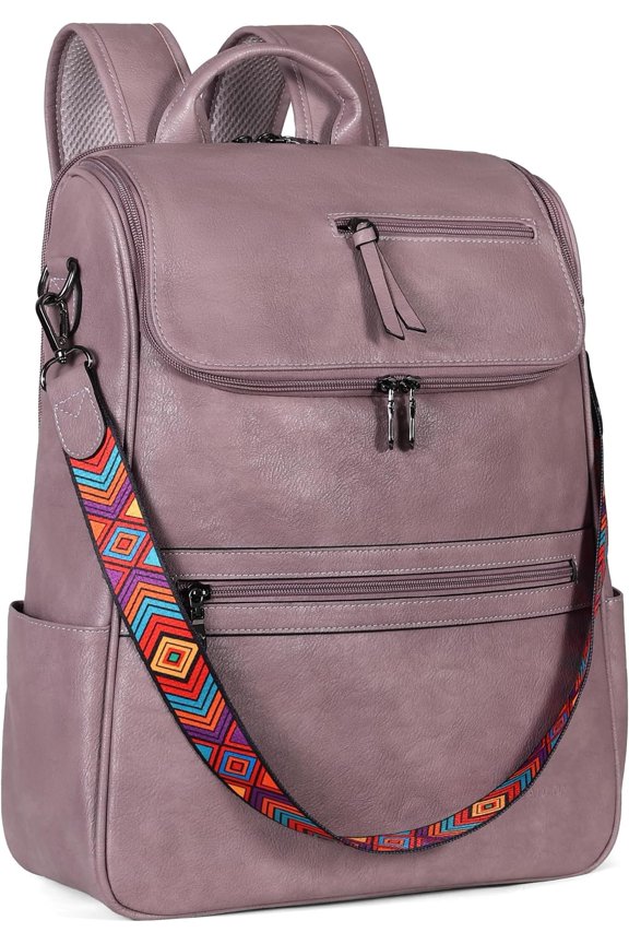 Laptop Backpack for Women Leather Travel Backpack with Laptop Compartment, Designer PU  Laptop Bag