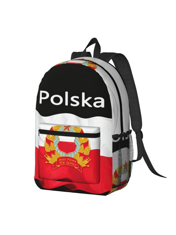 Laptop Backpack for Women Men Polska Polish Flag Lightweight Casual Backpacks 17 inch Travel Bag