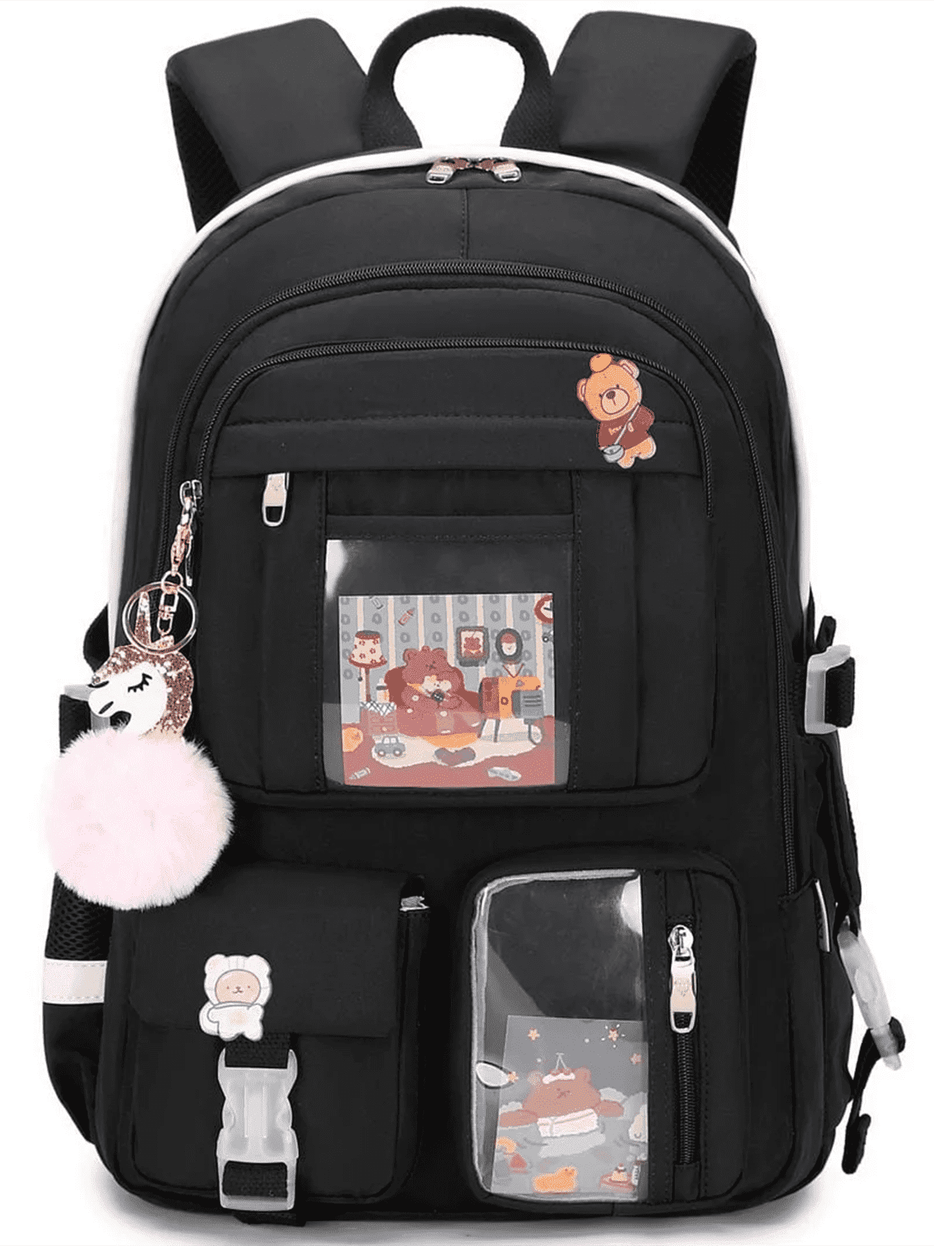 AO ALI VICTORY Laptop Backpacks 16 Inch School Bag College Backpack Large Travel Daypack Kawaii Bookbags for Teens Girls Women Students (Black) AO ALI VICTORY Laptop Backpacks 16 Inch School Bag College Backpack Large Travel Daypack Kawaii Bookbags for Teens Girls Women Students (Black)