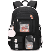 AO ALI VICTORY Laptop Backpacks 16 Inch School Bag College Backpack Large Travel Daypack Kawaii Bookbags for Teens Girls Women Students Black
