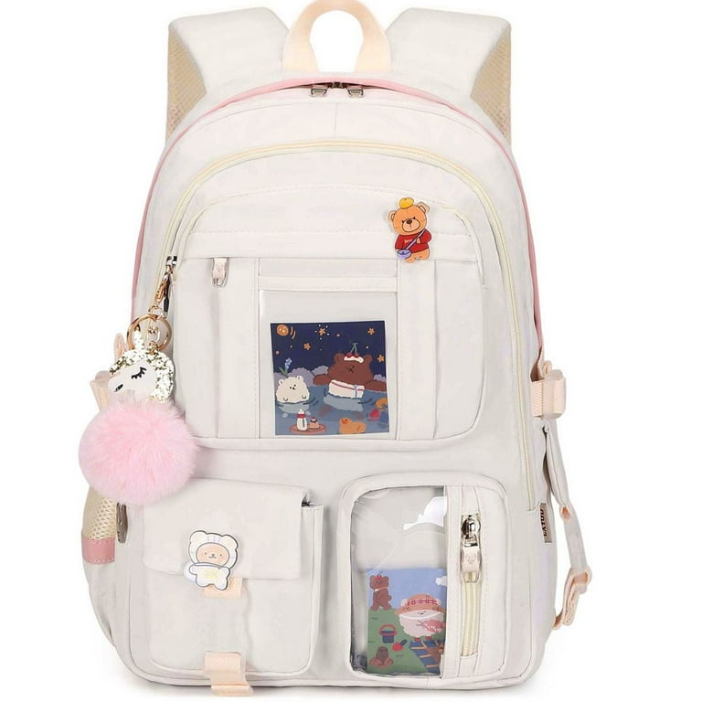 Hidds Laptop Backpacks 16 inch School Bag College Backpack Large Travel Daypack Kawaii Bookbags for Teens Girls Women StudentsOff-white, Girl's