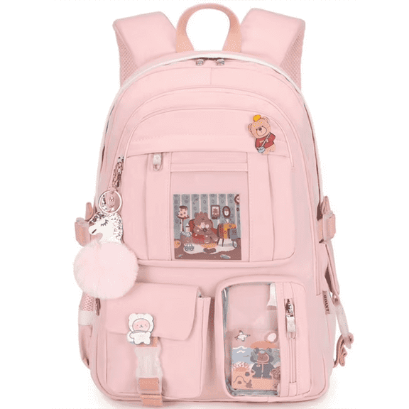 AO ALI VICTORY Laptop Backpacks 16 Inch School Bag College Backpack Large Travel Daypack Kawaii Bookbags for Teens Girls Women Students (Pink)