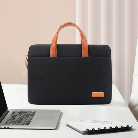 Laptop Bag 13.3-14 Inch, Rvkxad Lightweight Business Briefcase, Watertight Scratch-Resistant Polyester Velour Laptop Bag for Work Travel, Black