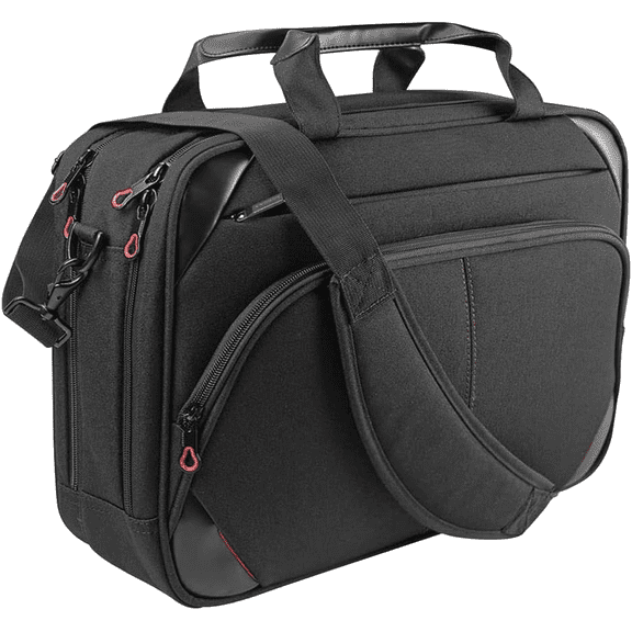 Laptop Bag 15.6 Inch Laptop Briefcase Laptop Messenger Bag Water Repellent Computer Case Laptop Shoulder Bag Durable Tablet Sleeve with RFID Pockets for Business/College/Women/Men-Black/Red