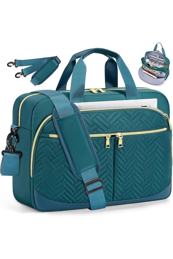 Laptop Bag 15.6 Inch Laptop Briefcase for Women Men Water-Resistant Work Messenger Bag Large Bag for Business Travel Office Work Daily Commute, Green