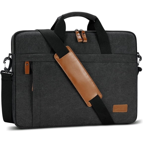Laptop Bag 15.6 Inch, Laptop Case for Men Water-resistant Canvas Computer Bag Fits /////MacBook, Dark Grey