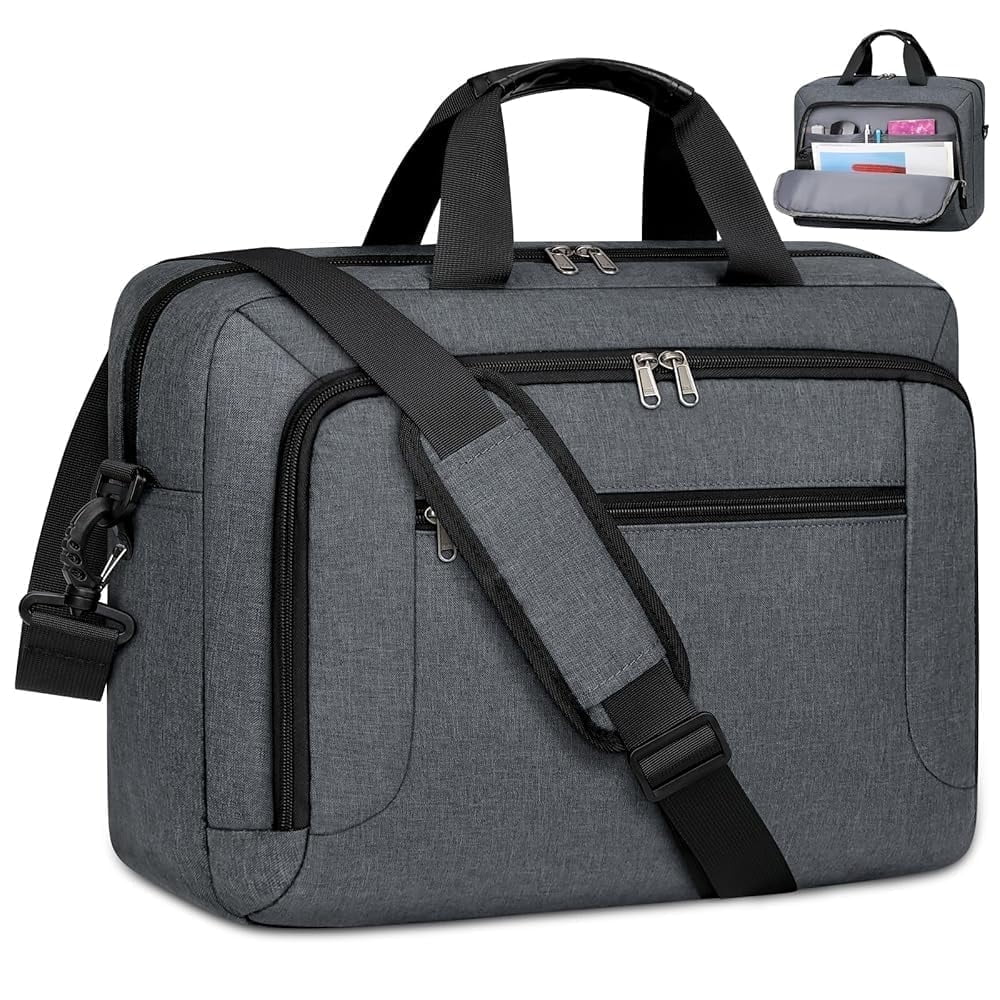 Laptop Bag 17.3 Inch Laptop Briefcase Large Waterproof Laptop Case for Men Women Business Office Work Computer Bag 17 Inch Adjustable Shoulder Messenger Bag,Gray