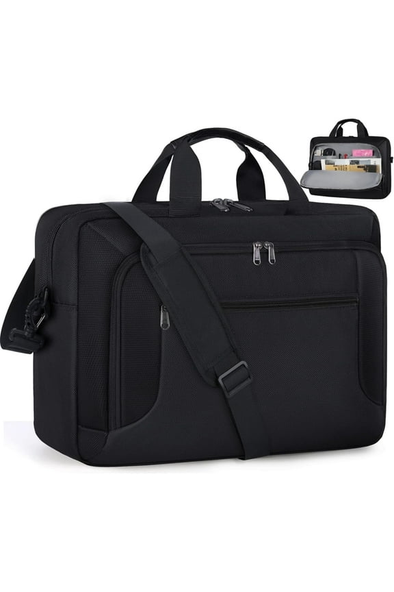 Laptop Bag 17.3 Inch Laptop Briefcase Large Waterproof Laptop Case for Men Women Business Office Work Computer Bag 17 Inch Adjustable Shoulder Messenger Bag,Black